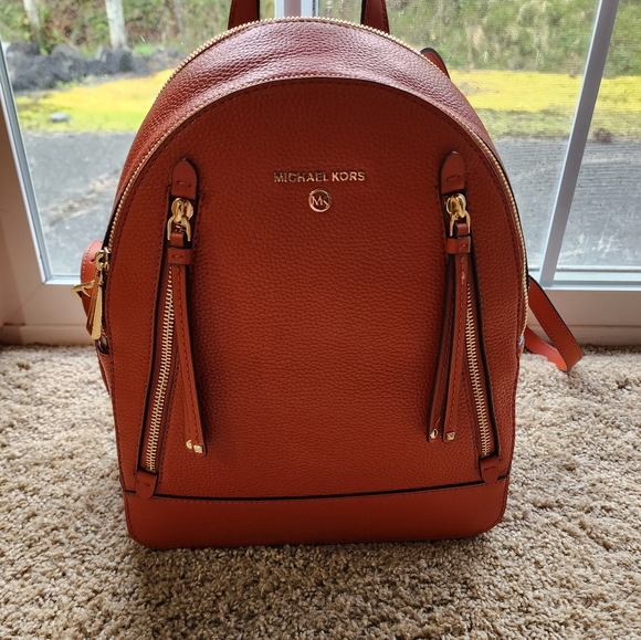 New Michael Kors brooklyn backpack pumpkin spice deep orange handbag tags - Picture 1 of 5